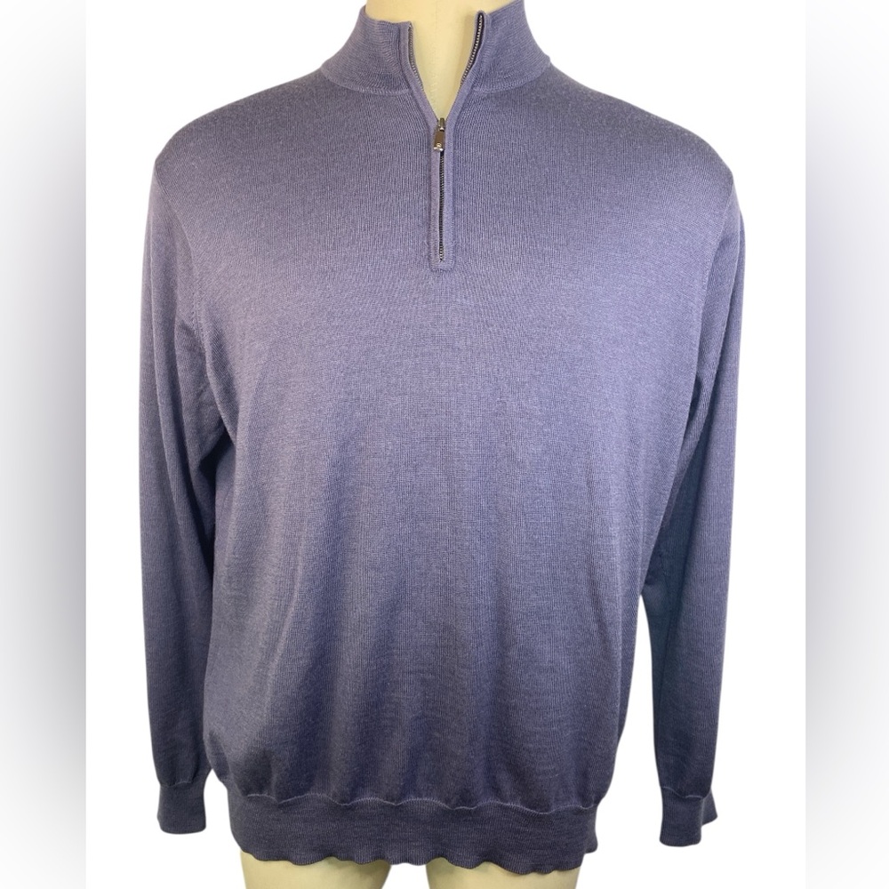Peter Millar Lavender Merino Wool Blend Quarter Zip Golf Sweater Men’s Large